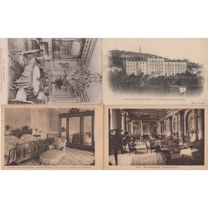 Paris Hotel Continental Interior 4x French Antique Postcard s