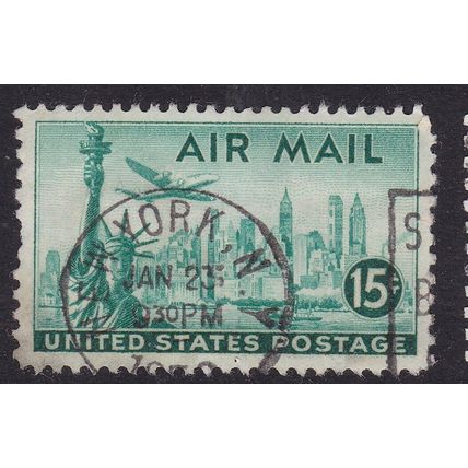 United States Postmark New York 1950 Air mail 15c VGC