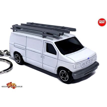 HTF KEYCHAIN WHITE FORD ECONOLINE VAN HANDYMAN REPAIR E-SERIES NICE GIFT