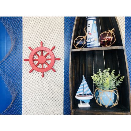 Pack Of 2] Red Decorative Ship Wheel 12""