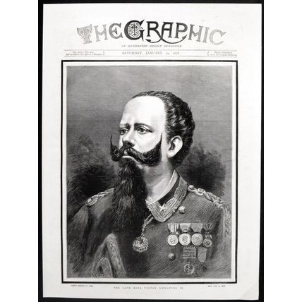 LATE KING VICTOR EMMANUEL II 1878 Charles Roberts VICTORIAN ENGRAVING