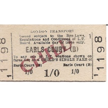 London Transport Edmondson Ticket - Earls Court (B) - 1/0