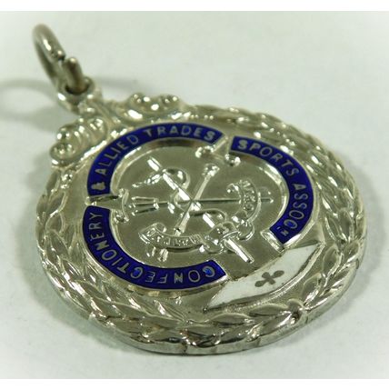 Vintage Confectionery Allied Trades Sports Assc Albert Chain Fob Medal Swimming