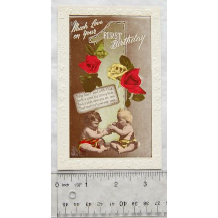 vintage postcard With Much Love On Your 1st Birthday