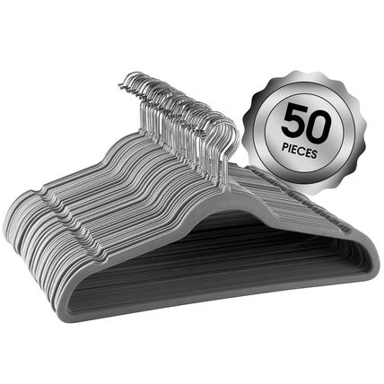 Elama Home 50 Piece Flocked Velvet Clothes Hangers with Stainless Steel Swive...