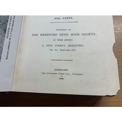 RARE* 1949 "THE HERD BOOK OF HEREFORD CATTLE" BULLS & COWS VOL 79 BOOK (P7)