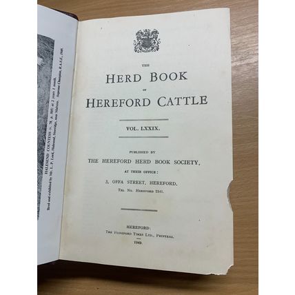 RARE* 1949 "THE HERD BOOK OF HEREFORD CATTLE" BULLS & COWS VOL 79 BOOK (P7)