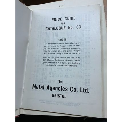 RARE* 1963 MAC METAL AGENCIES Co No.63 CATALOGUE HEAVY BOOK & PRICE LIST (P12)