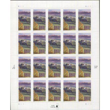 Ohio Statehood Sheet of Twenty 37 Cent Postage Stamps Scott 3773