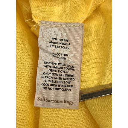 Soft Surroundings Daydream Embroidered Linen Blend Maxi Dress Pocket Yellow Sz.M