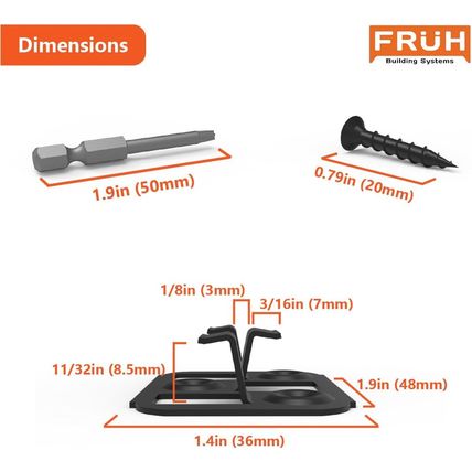 Hidden Deck Fasteners for Composite Deck Boards - 8.5Mm / 0.334" Groove Height -