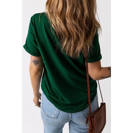 Green Lets Day Drink Clover Print Round Neck T Shirt