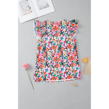 Multicolour Tiered Ruffled Sleeve Floral Blouse