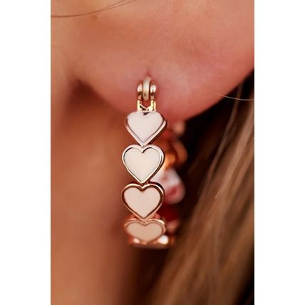 White Heart Shape Plated Alloy Small Hook Earrings