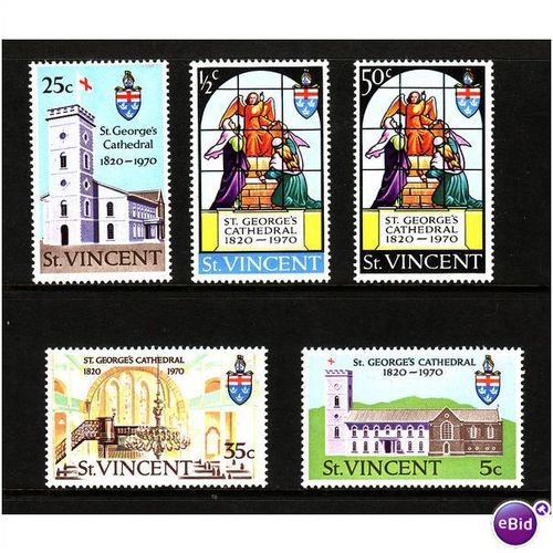 ST VINCENT 1970 ST GEORGES CATHEDRAL SG309/313 SET 5 VALS U/M MINT