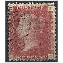 1858 SG43 1d Red Plate 98 Fine Used Check Letters "JD".