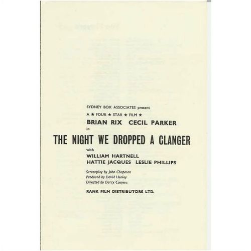 THE NIGHT WE DROPPED A CLANGER Brian Rix, Cecil Parker 1959 Synopsis