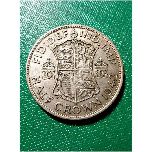 1942 Silver Half Crown Coin King George VI UK