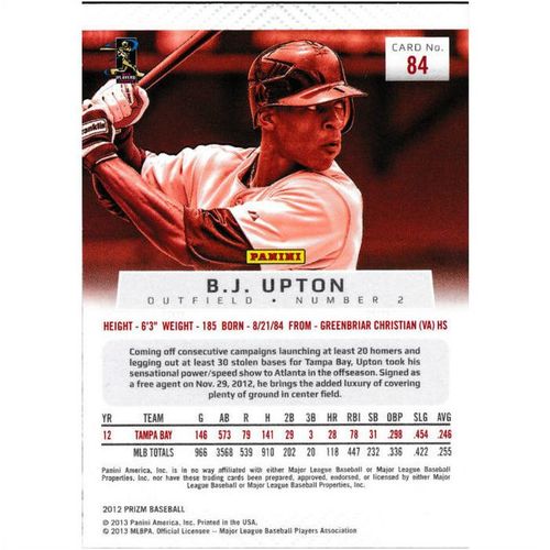 2012 Panini Prizm - #84 - B.J. Upton