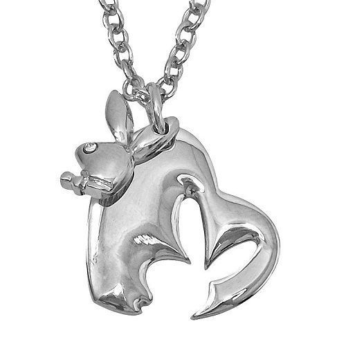 Playboy Jewelry Set Necklace Earrings Heart Bunny Platinum Plated Jewelry Box