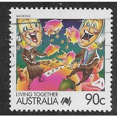 AUS 1988 90c 'LIVING TOGETHER - BANKING' FINE USED (EBID67-228)
