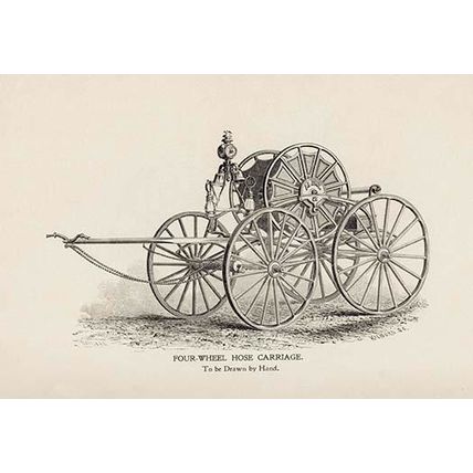 Four-Wheel Hose Carriage: To be Drawn by Hand 12 x 18 Poster