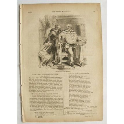 1841 The Penny Magazine No. 580 Kendal Vale of Kent, Cowper, USA. Chaucer, etc.
