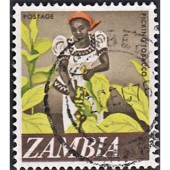 ZAMBIA, 1968 10n Picking Tobacco, SG134 (Scott #44), used