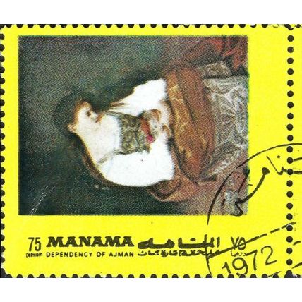 MANAMA, Penitent Mary Magdalene by Caravaggio, yellow 1972, 75dirham