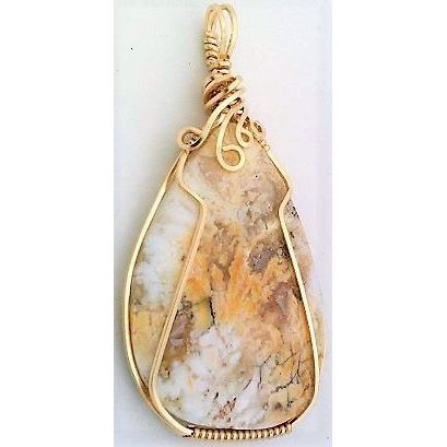 Opalite Gold Wire Wrap Gemstone Pendant 23