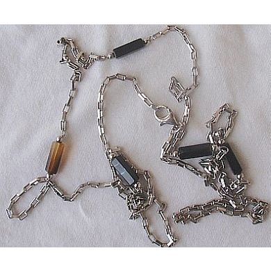 Fashion silver black links necklace