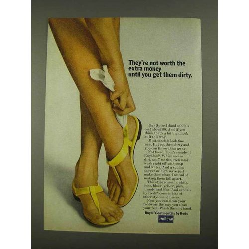 1968 UniRoyal Keds Royal Continentals Shoes Ad - Dirty