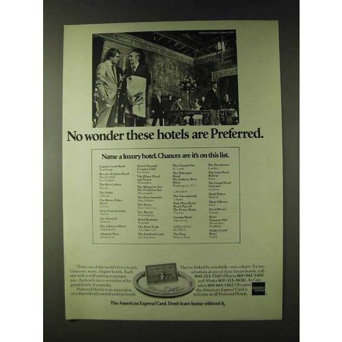1979 American Express Ad - These Hotels are Preferred