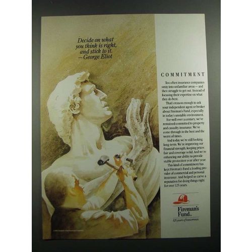 1988 Fireman's Fund Insurance Ad - Decide on What You Think is Right