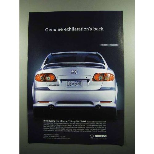 2003 Mazda Mazda6 Car Ad - Genuine Exhilaration's Back