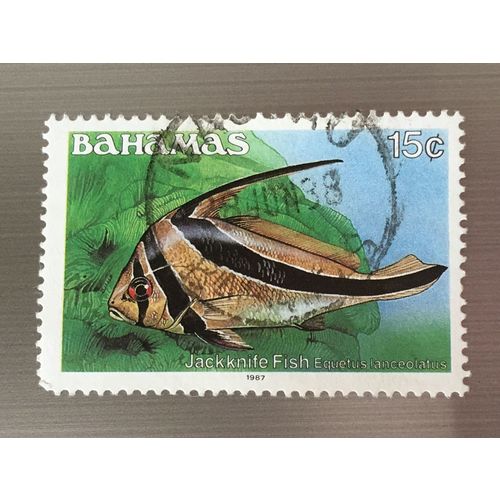 Bahamas QEII 1987 Fish 15c Jackknife Used SG 793 Sc 606c postage stamp elizabeth