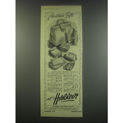 1949 Harrods Leather Goods Department Ad - Document Case, Wallet