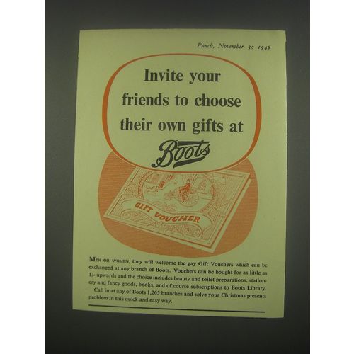 1949 Boots Gift Vouchers Ad - Invite your friends to choose their own gifts