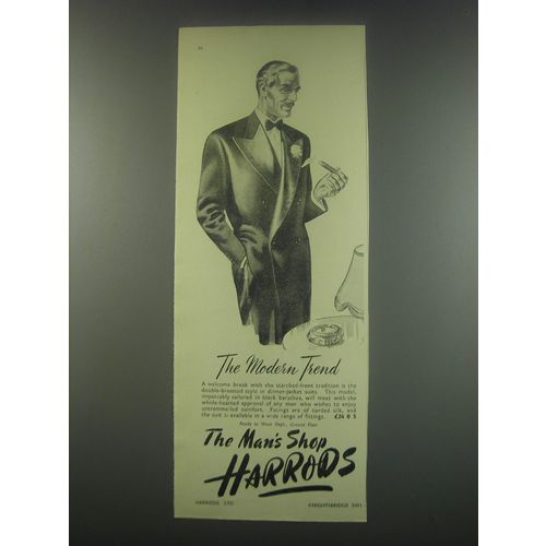 1949 Harrods Double-Breasted Dinner-Jacket Suit Ad - The modern trend