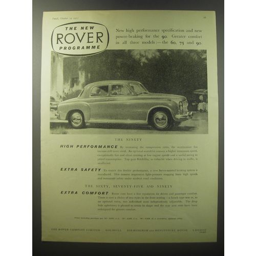 1955 Rover 60, 75 and 90 cars Advertisement - The new Rover Programme