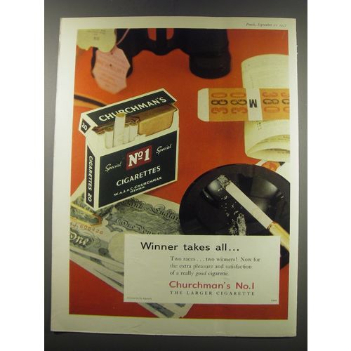 1957 Churchman's No. 1 Cigarettes Ad - Winner takes all