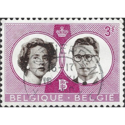 BELGIUM, Wedding of King Boudewijn and Queen Fabiola, violet 1960, 3F