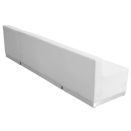 Black White Leather 3 Pc Linear Sectional Reception Office Hotel Conference Room