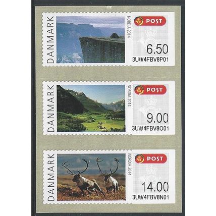 ATM Mi 75/7: 6 Kr. 50, 9 & 14 Kr. International Stamp Exhibition 'NORDIA 2014.'