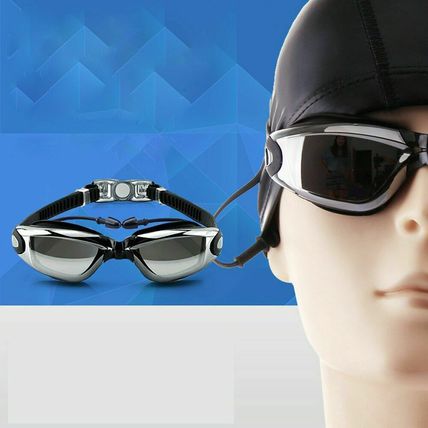 Electroplated Swimming Goggles Anti-fog UV Protection Wide Angle + Fitted Earbud