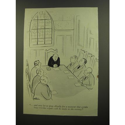 1944 Cartoon by Alain, Daniel Brustein - and now let us pray silently