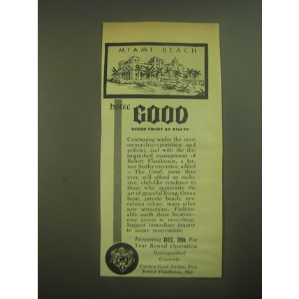 1945 Hotel Good Ad - Miami Beach Hotel Good Ocean Front at 43rd St