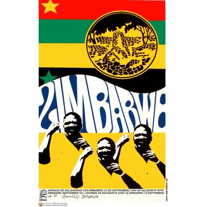 Political OSPAAAL Poster.Solidarity with ZIMBABWE.Africa anti-Apartheid art.a41