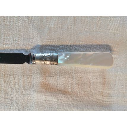 Vintage / Classic, 18cm Letter Opener - Mother of Pearl Handle + Silver Ferrule