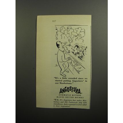 1951 Angostura Aromatic Bitters Ad - Cartoon by Virgil Partch - It's Crowded